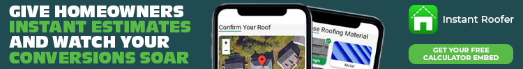 Instant Roofer - Banner Ad - Free Roofing Calculator (AAR May 2024)