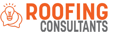 Talk bubbles with a lightbulb on the left, on the right text that reads “roofing consultant"