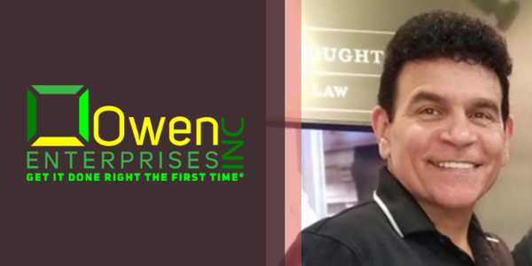 The Owen Enterprises logo on the left half of the image, a photo of Scott Owen on the right
