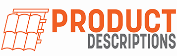 Image of roof shingles next to text reading “roofing products"