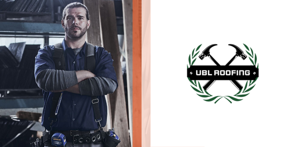 James Ubl on the left, UBL Roofing logo on the right