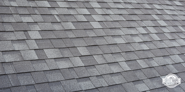 Image of an asphalt roof, The Coffee Shops logo in the bottom right Image of an asphalt roof, The Coffee Shops logo in the bottom right