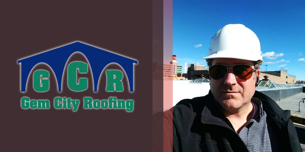 Image of Dino Ruffoni on the right, on the left is the Gem City Roofing logo
